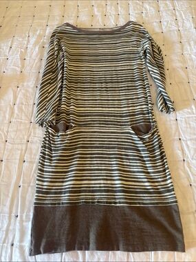 rag & bone Striped Long-Sleeve Knit Dress in Brown and Cream